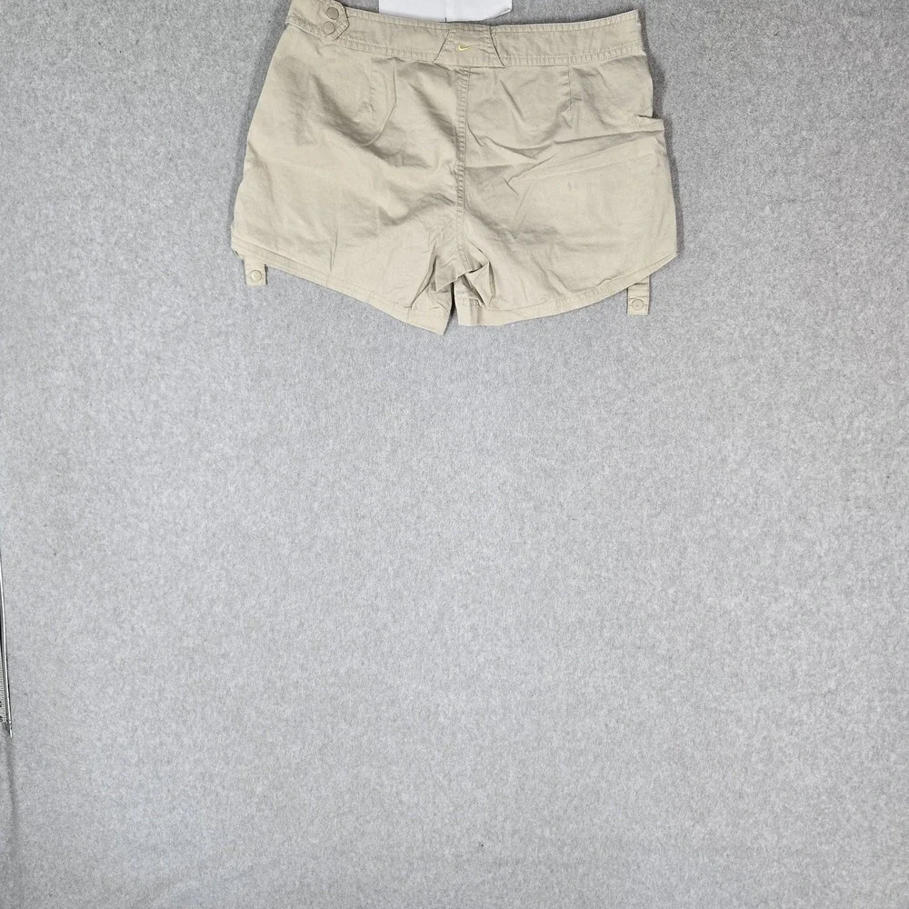 VINTAGE Nike Women Shorts M Beige Embroidered Cargo Mini Swoosh Embroidered